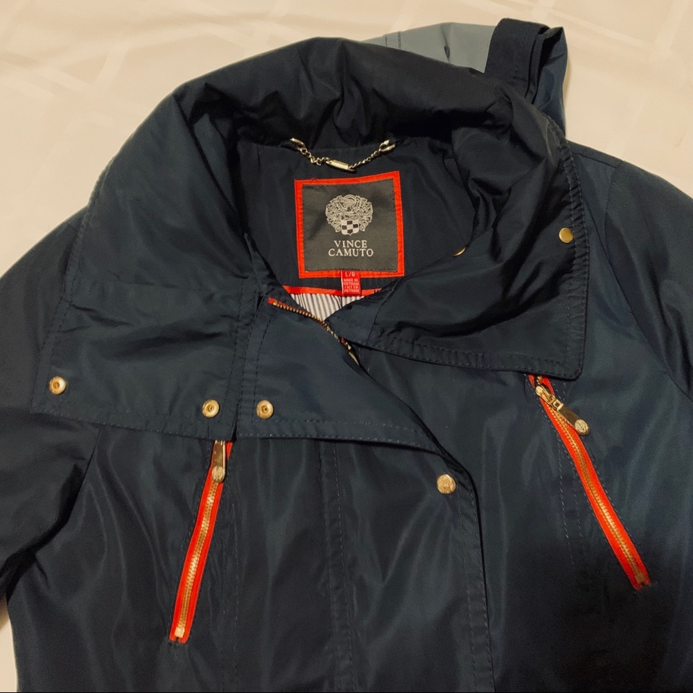 Vince Camuto Navy Utility Jacket with Red Trim - Picture 3 of 13